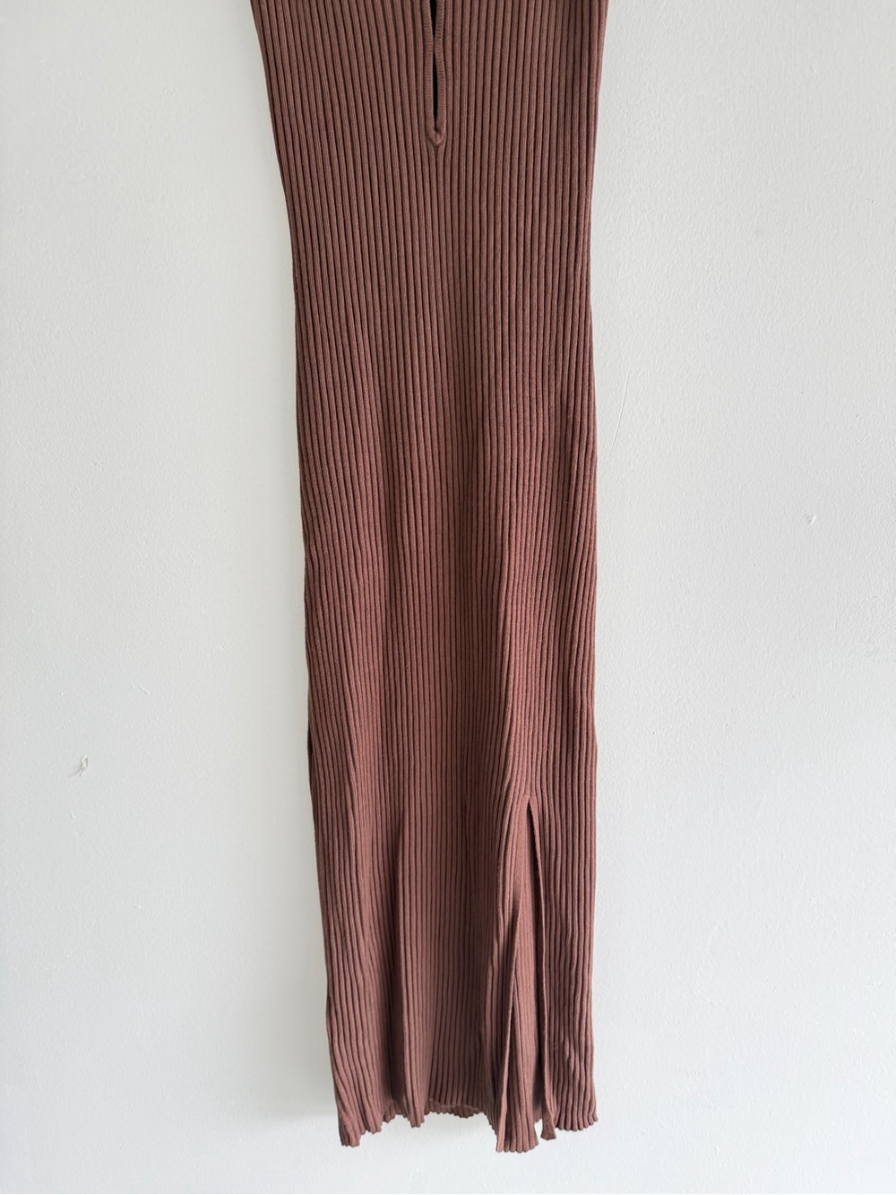 New! Abercrombie & Fitch Brown Elevated Knit Keyhole Midi Dress M 8405 - Picture 4 of 10